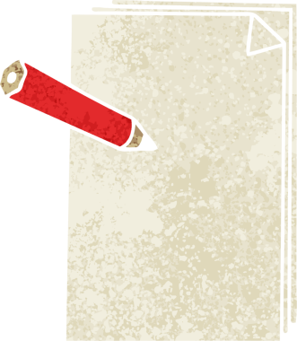 Bir insan tarafından çizilmiş retro illüstrasyon tarzı garip karikatür kağıdı ve kalem.