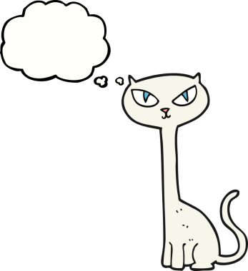 Bir insan tarafından çizilmiş serbest çizim baloncuk çizgi film kedisi.