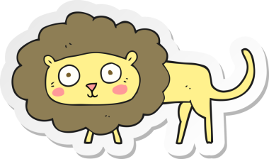 Bir insan tarafından çizilmiş karikatür aslanının çıkartması.