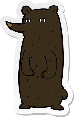 Bir insan tarafından çizilmiş komik bir kara ayının çıkartması.