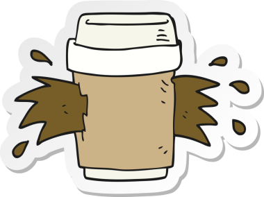 Bir insan tarafından çizilmiş, patlayan bir kahve fincanı çıkartması.