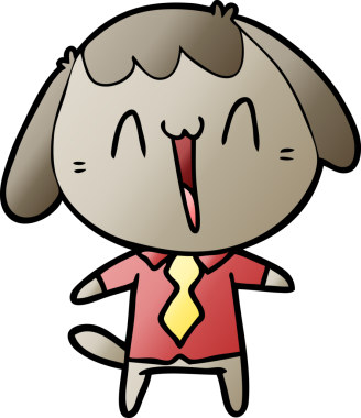 Bir insan tarafından çizilmiş şirin bir çizgi film köpeği.