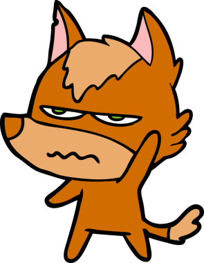 Bir insan tarafından çizilmiş tilki çizgi film karakteri