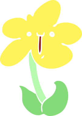 Bir insan tarafından çizilmiş düz renk çizgi film çiçeği