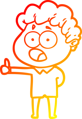 Bir insan tarafından şaşırtılarak çizilen çizgi film karakterinin sıcak çizgi çizimi.