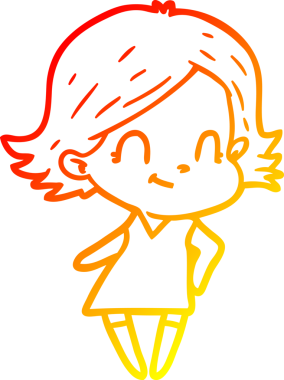 Bir insan tarafından çizilmiş, karikatür dostu bir kız çizimi.