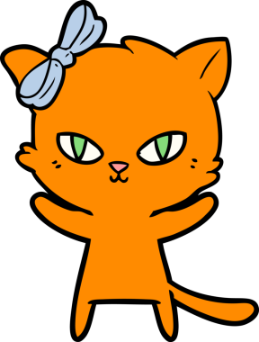 Bir insan tarafından çizilmiş sevimli çizgi film kedisi.