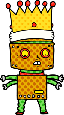 Bir insan tarafından çizilmiş robot kral.