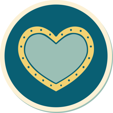 Bir insan tarafından çizilmiş geleneksel bir kalp şeklinde dövme çıkartması.