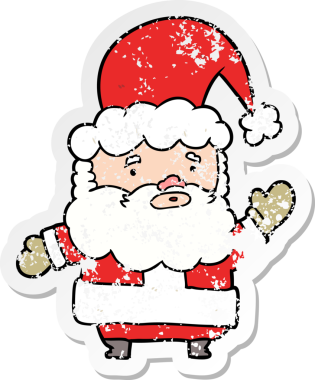 Bir insan tarafından çizilmiş karikatür Noel Baba etiketi.