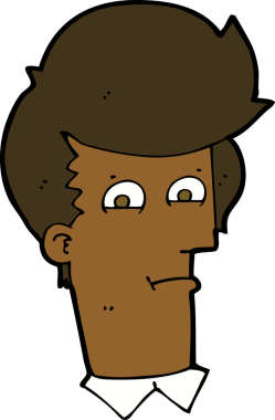 Bir insan tarafından çizilmiş gözleri kısarak bakan çizgi film adamı.