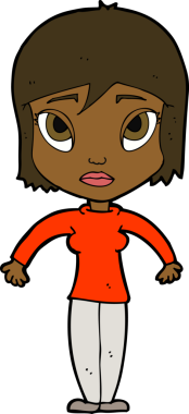 Bir insan tarafından çizilmiş omuz silken çizgi filmdeki kadın.