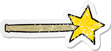 Bir insan tarafından çizilmiş sihirli bir değneğin sıkıntılı çıkartması.