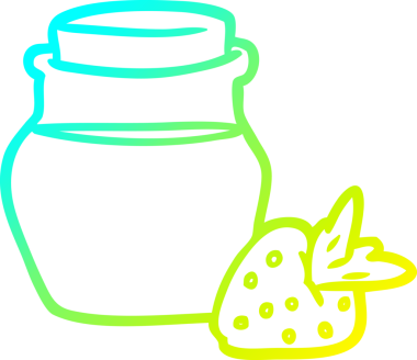 Bir insan tarafından çizilen çilek reçeli kavanozunun soğuk gradyan çizimi