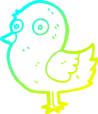 Bir insan tarafından çizilen karikatür kuşunun soğuk gradyan çizgisi