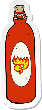 Bir insan tarafından çizilmiş acı sos etiketi.