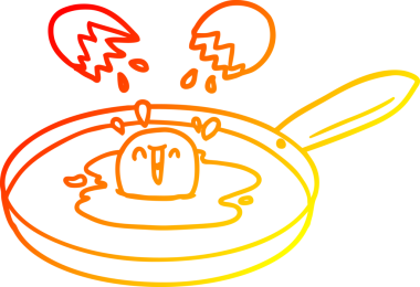 Bir insan tarafından çizilmiş yumurta karikatürünün sıcak gradyan çizimi