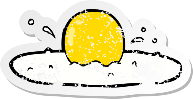 Bir insan tarafından çizilmiş kızarmış yumurtanın sıkıntılı çıkartması.