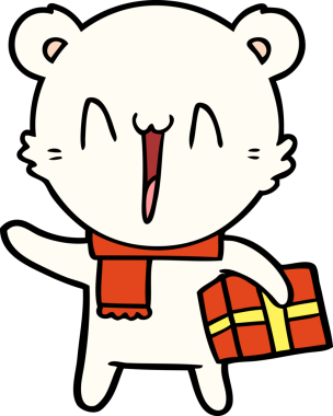 Bir insan tarafından çizilmiş mutlu kutup ayısı karikatürü