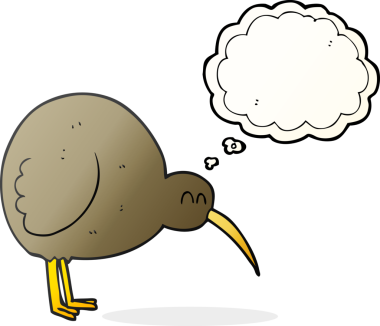 Bir insan tarafından çizilmiş serbest çizim balon karikatür kivi kuşu