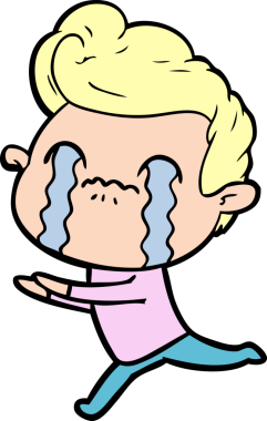 Bir insan tarafından çizilmiş ağlayan çizgi film adamı.