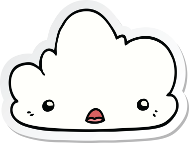 Bir insan tarafından çizilmiş şirin bir karikatür bulutunun çıkartması.