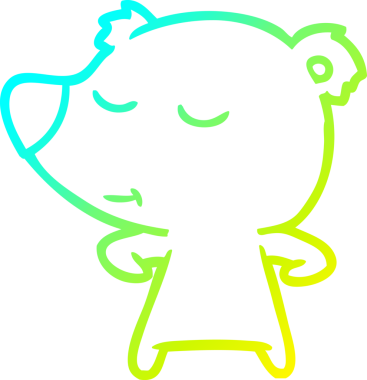 Bir insan tarafından çizilmiş mutlu bir kutup ayısının soğuk çizgi çizimi.