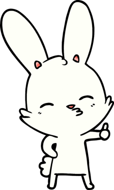 Bir insan tarafından çizilmiş meraklı tavşan çizgi filmi.