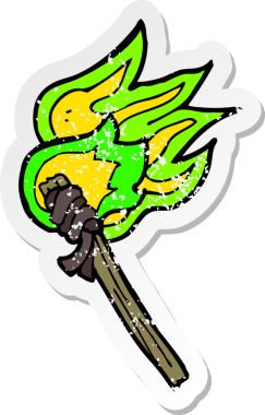 Bir insan tarafından çizilmiş yanan bir çizgi filmin gerilimli yapıştırması.