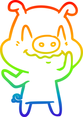 gökkuşağı gradyan çizimi bir insan tarafından çizilmiş sinir çizgi domuz