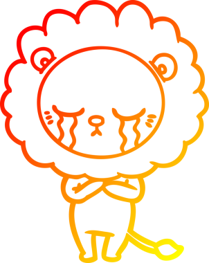 Bir insan tarafından çizilmiş, ağlayan bir aslanın sıcak çizgi çizgisi.