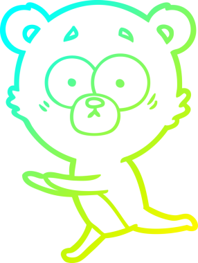 Bir insan tarafından çizilmiş kaygılı ayı karikatürünün soğuk gradyan çizimi