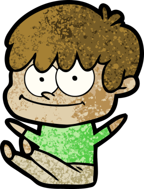 Bir insan tarafından çizilmiş mutlu çizgi film adamı.