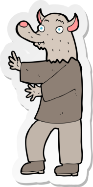 Bir insan tarafından çizilmiş bir kurt adamın çıkartması.