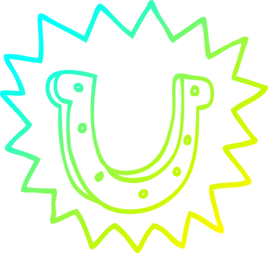 Bir insan tarafından çizilmiş çılgın, şanslı at nalı sembolünün soğuk çizgi çizimi.