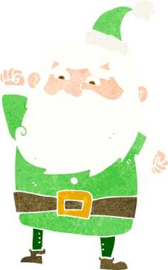 Bir insan tarafından çizilmiş Noel Baba çizgi filmi.