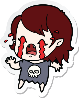 Bir insan tarafından çizilmiş ağlayan vampir bir kızın çıkartması.