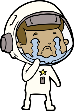 Bir insan tarafından çizilmiş ağlayan astronot çizgi filmi.