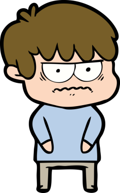 Bir insan tarafından çizilmiş sinirli çizgi film çocuğu.