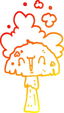 Bir insan tarafından çizilmiş karikatür mantarının sıcak çizgi çizimi.