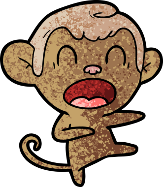 Bir insan tarafından çizilmiş bağıran maymun çizgi filmi.