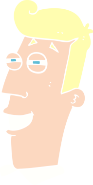 Bir insan tarafından çizilmiş sırıtan bir adamın düz renk çizimi