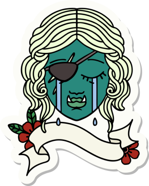 Bir insan tarafından çizilmiş ağlayan bir Ork haydut karakterinin çıkartması.