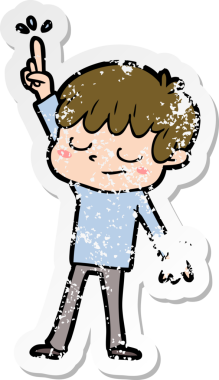 Bir insan tarafından çizilmiş mutlu bir çocuğun sıkıntılı çıkartması.