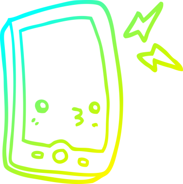 Bir insan tarafından çizilmiş bir cep telefonunun soğuk gradyan çizimi