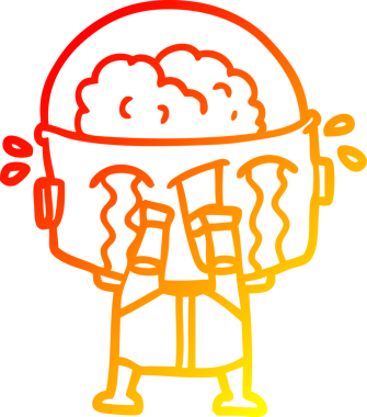 Bir insan tarafından çizilmiş, karikatür ağlayan robot çizimi.