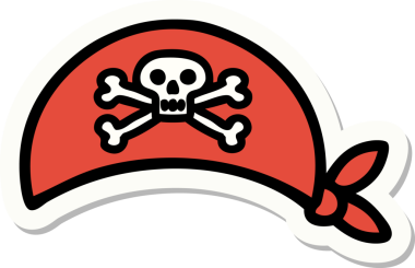 Bir insan tarafından çizilmiş geleneksel bir korsan başörtüsü stili dövme çıkartması.