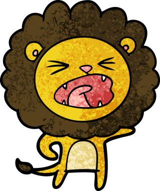 Bir insan tarafından çizilmiş çizgi film aslanı.