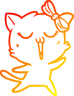 Bir insan tarafından çizilmiş çizgi film kedisinin sıcak çizgi çizimi