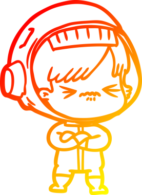 Bir insan tarafından çizilmiş kızgın bir uzay kızının sıcak çizgi çizimi